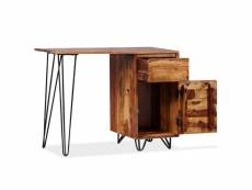 Bureau table meuble travail informatique avec 1 tiroir et 1 armoire bois massif de sesham helloshop26 0502136