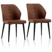 Bytelike - Chaise de salle à manger rembourrée en simili cuir (lot de 2), chaise de cuisine avec dossier au design unique et pieds en métal