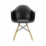 Chaise DAW - Eames Plastic Armchair / (1950) - Pieds bois clair - Vitra noir en plastique