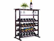 Costway 24 bouteillles etagère à vin avec porte-gobelet casier à bouteille modulable en bois de pin 80 x 41 x 90,5 cm B07QR2K2X6