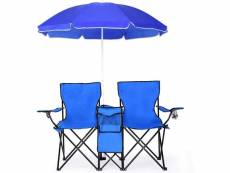 Costway chaise de camping pliante 2 places avec parasol,