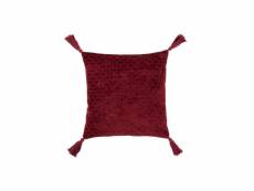 Coussin motifs coton rouge fonce - l 45 x l 45 x h 3 cm