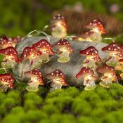 Décoration de champignon Guirlande lumineuse LED 10