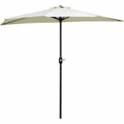 Demi parasol - parasol de balcon - ouverture fermeture manivelle - acier polyester haute densité crème - Crème