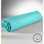 Drap Housse - Turquoise -140X190 cm - 100 % Coton-