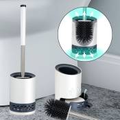 Einfeben - 2x Brosse wc Silicone Brosse Toilette avec support à séchage rapide pincette cachée Brosse Toilette Silicone pour salle wc