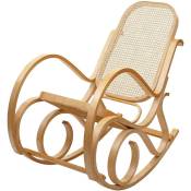 Fauteuil à bascule M41, fauteuil pivotant Fauteuil tv, rotin en bois massif aspect chêne - brown