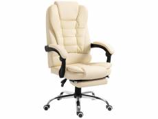Fauteuil de bureau fauteuil manager grand confort réglable dossier inclinable repose-pied revêtement synthétique crème