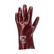 Gants de protection chimique rouge 27cm en coton enduit