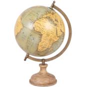 Globe terrestre carte du monde en bois de manguier
