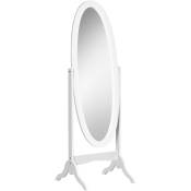 Homcom - Miroir à pied ovale style shabby chic inclinaison réglable dim. 47L x 45l x 154H cm mdf blanc