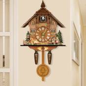 Horloge coucou traditionnelle de la Forêt-Noire antique Pendule à quartz Horloge murale pour salon, chambre à coucher, bureau, cuisine, lieu public,