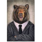 Hxadeco - Affiche Tête d'ours en cravate - 40x60cm