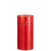 Jolipa - Lampe photophore en verre rouge 10x10x20 cm