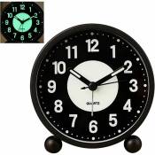 L'horloge d'alarme s'allume 4 'l'horloge de bureau analogique silencieuse ronde, pas de tic - tac, l'alimentation de la batterie, avec l'horloge
