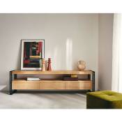 Lisa Design - Bogota - meuble tv - bois et noir - 200 cm - noir / bois - Noir / Bois