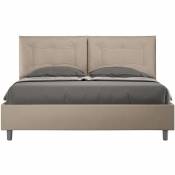 Lit queen size Annalisa 160x210 avec sommier taupe - Taupe