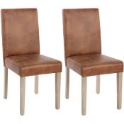 Lot de 2 chaises de séjour Littau, fauteuil tissu, aspect daim, aspect chaîne des pieds - brown