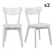 Lot de 2 chaises modernes en bois blanc