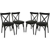 Lot de 4 chaises bistrot Antonio Bois et Métal Noir - Noir