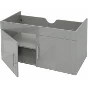 Meuble sous-lavabo HHG 242, meuble sous-lavabo Meuble de salle de bain, brillant 90cm gris - grey