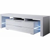 Meuble TV 2 tiroirs 2 étagères avec LED | 160 x 53