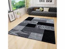 Monica - tapis effet patchwork de matières - noir et gris 120 x 170 cm PARMA1201709220BLACK