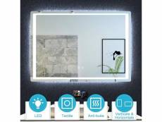 Ocean sanitaire j 100x70cm miroir salle de bain antibuée--miroir led--interrupteur tactile double--miroir horizontal ou vertical