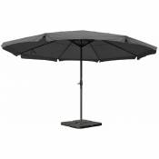 Parasol pour jardin terrasse Ø 5m polyester alu 28kg anthracite avec pieds de parasol - noir