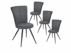 Paril - lot de 4 chaises matelassées grises