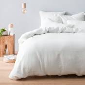 Parure de lit pur lin lavé blanc 200 x 200 cm