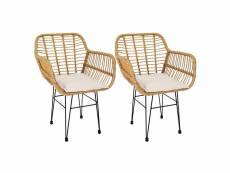 Pataya - lot de 2 fauteuils tressées marron avec pieds