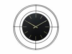 Rebecca mobili grande horloge murale analogique en métal noir or 50 cm