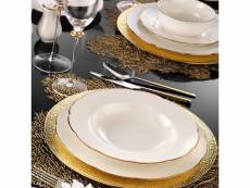 Service de table complet 83 pièces rocha 100% porcelaine blanc liseré or