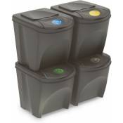 Sortibox - Kit de 4 poubelles de 25 litres gris pierre