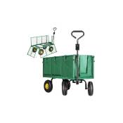 Springos - Chariot de transport de jardin avec remorque en métal 400 kg vert.
