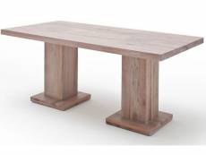 Table à manger en chêne chaulé avec 2 colonnes - l.260 x h.76 x p.100 cm -pegane- PEGANE