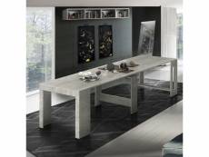 Table à manger moderne, made in italy, console extensible jusqu'à 12 places, avec support d'extension, 51x90h77 cm (jusqu'à 300 cm) couleur ciment 805