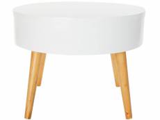 Table basse en mdf coloris blanc et naturel - diamètre 60 x hauteur 45 cm