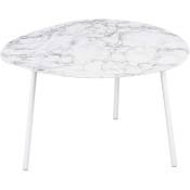 Table basse en métal imitation marbre Ovoid 58 x 51