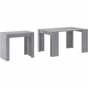 Table console extensible jusqu'à 140 cm -78 x 90 x 50 cm - Finition Ciment - gris - Skraut Home