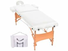 Table de massage pliable à 2 zones 10 cm d'épaisseur blanc helloshop26 02_0001866