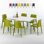 Table Rectangulaire Blanche 150x90cm Avec 6 Chaises