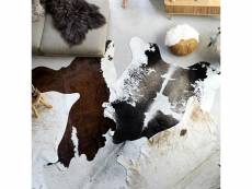 Tapis en peau de vache véritable noir et blanc 150 x 170 cm