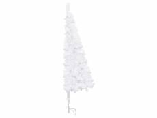 Vidaxl arbre de noël artificiel d'angle led et boules blanc 150 cm pvc