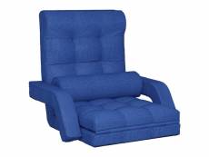 Vidaxl chaise pliable de sol avec fonction de lit bleu