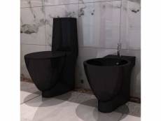 Vidaxl ensemble de toilette et bidet céramique noir