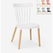 Ahd Amazing Home Design - Chaise de cuisine restaurant extérieur design moderne en polypropylène bois Lys Couleur: Blanc