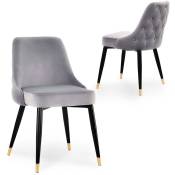 Arielle - Lot de 2 chaises en velours gris dossier