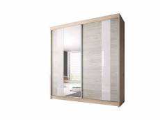 Armoire de chambre avec 2 portes coulissantes et miroir dressing garde-robe penderie (tringle) avec étagères (lxhxp): 183x218x61cm ben 32 sonoma
